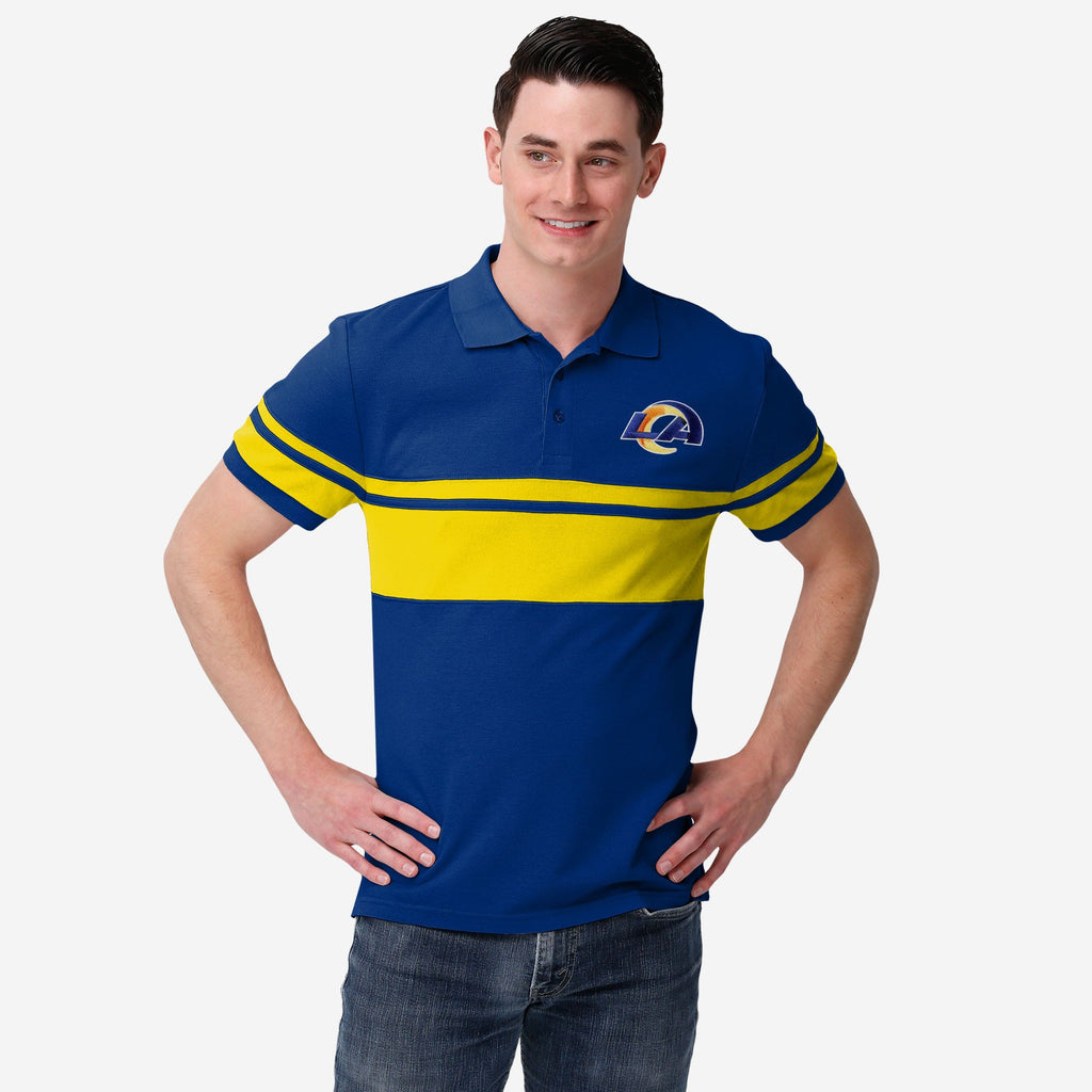 Los Angeles Rams Cotton Stripe Polo FOCO M - FOCO.com