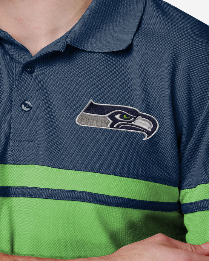 Seattle Seahawks Cotton Stripe Polo FOCO - FOCO.com