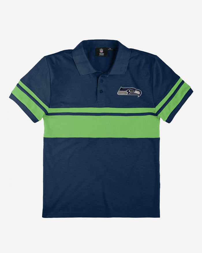 Seattle Seahawks Cotton Stripe Polo FOCO - FOCO.com