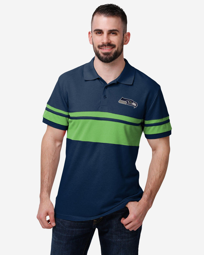 Seattle Seahawks Cotton Stripe Polo FOCO S - FOCO.com