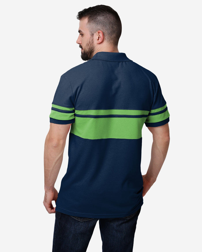 Seattle Seahawks Cotton Stripe Polo FOCO - FOCO.com