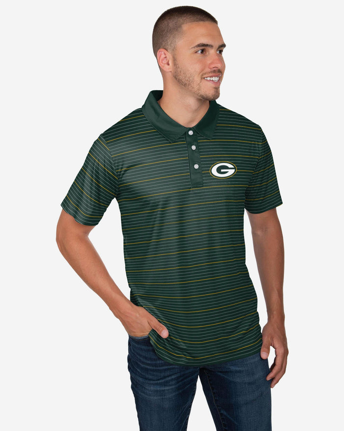 Green Bay Packers Striped Polyester Polo FOCO S - FOCO.com