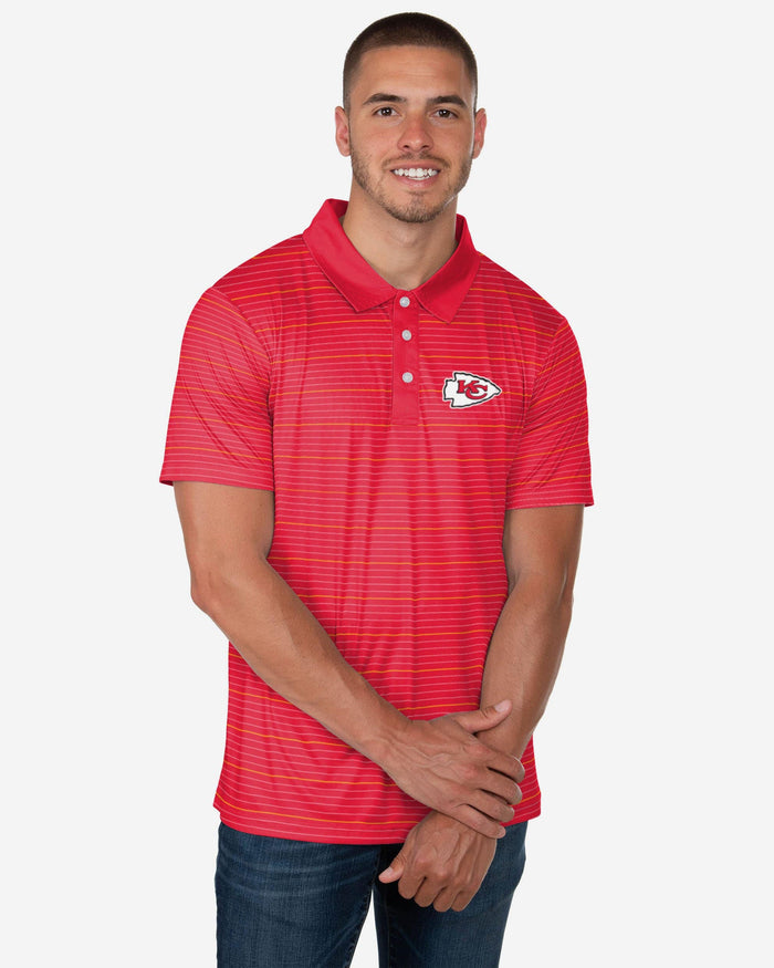 Kansas City Chiefs Striped Polyester Polo FOCO S - FOCO.com