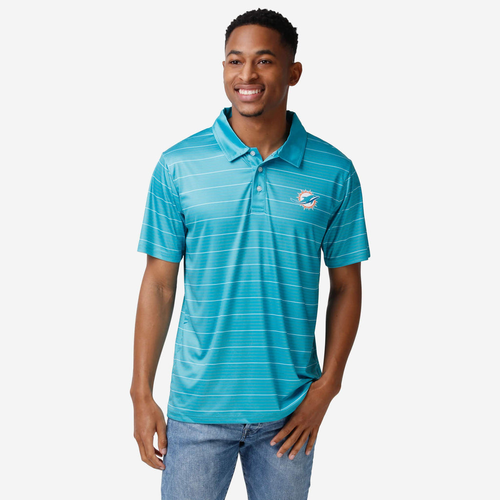 Miami Dolphins Striped Polyester Polo FOCO S - FOCO.com