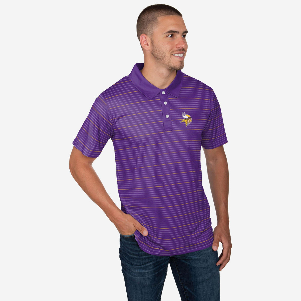 Minnesota Vikings Striped Polyester Polo FOCO S - FOCO.com