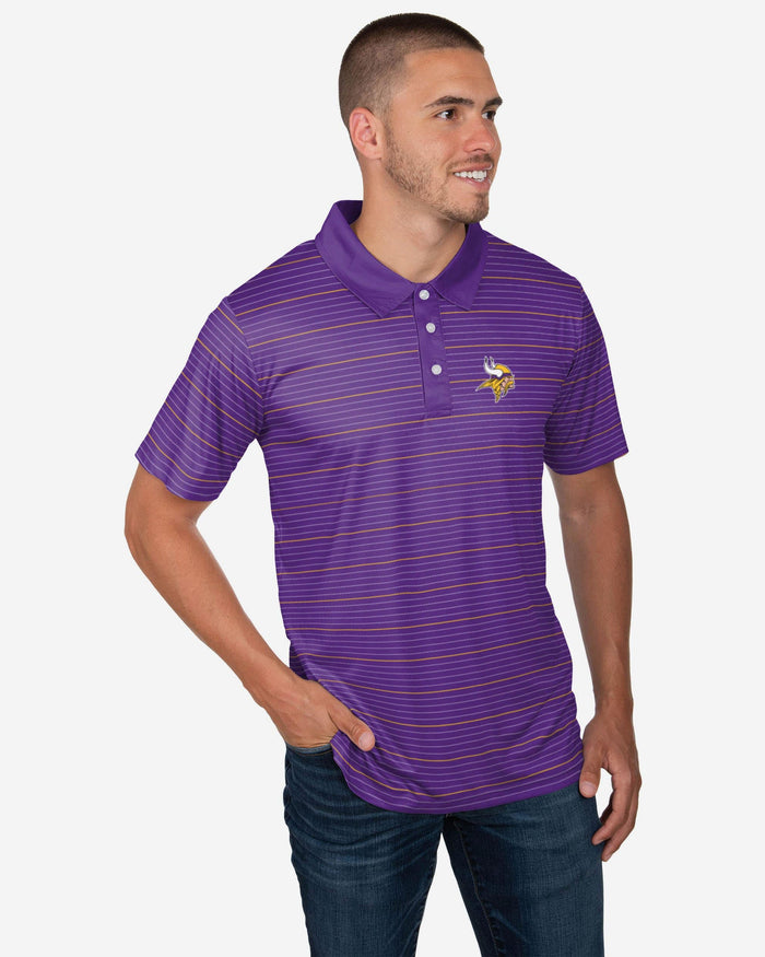 Minnesota Vikings Striped Polyester Polo FOCO S - FOCO.com