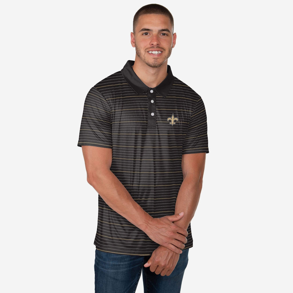 New Orleans Saints Striped Polyester Polo FOCO S - FOCO.com