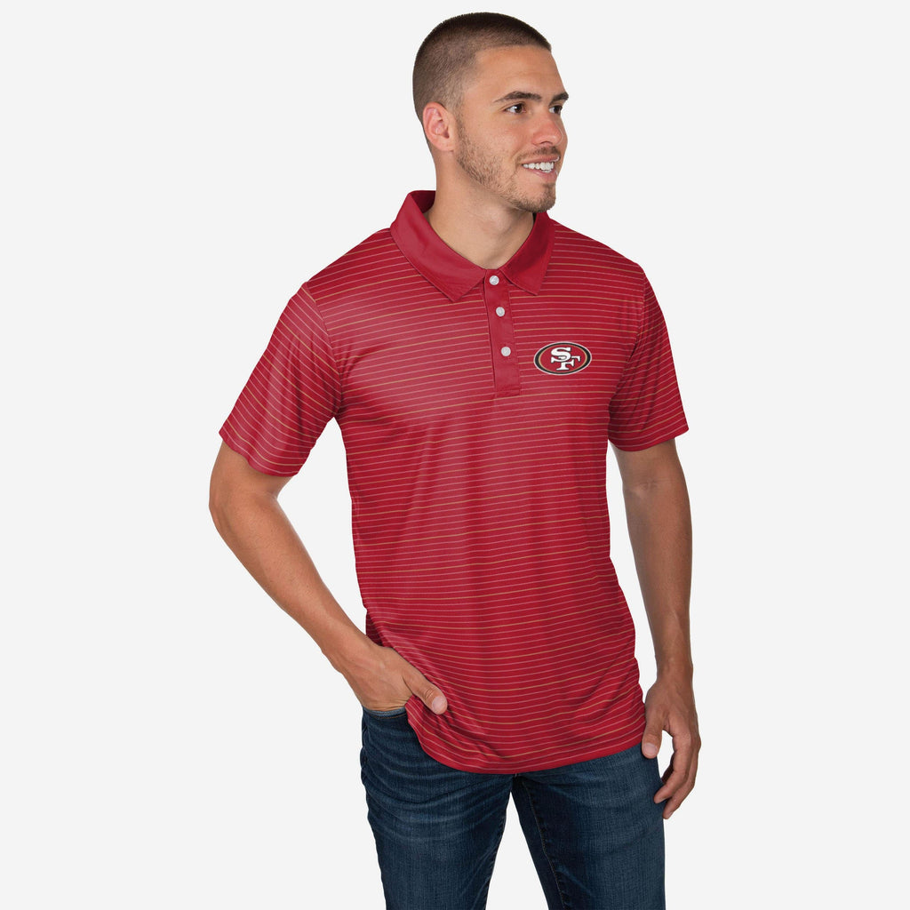 San Francisco 49ers Striped Polyester Polo FOCO S - FOCO.com