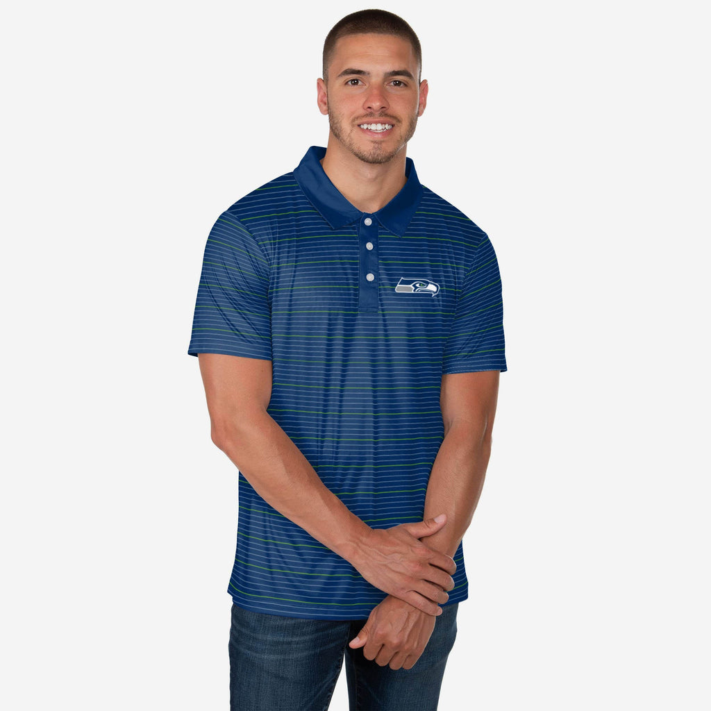 Seattle Seahawks Striped Polyester Polo FOCO S - FOCO.com