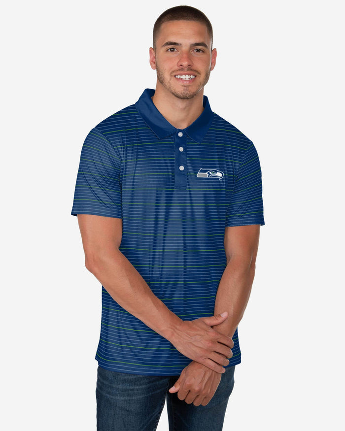 Seattle Seahawks Striped Polyester Polo FOCO S - FOCO.com