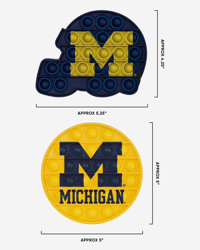 Michigan Wolverines 2 Pack Helmet & Circle Push-Itz Fidget FOCO - FOCO.com