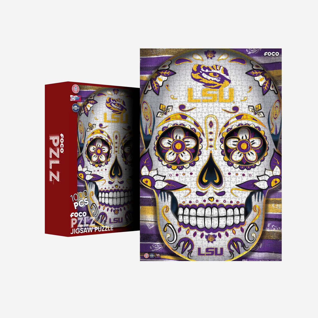 LSU Tigers Sugar Skull 1000 Piece Jigsaw Puzzle PZLZ FOCO - FOCO.com