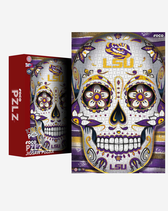 LSU Tigers Sugar Skull 1000 Piece Jigsaw Puzzle PZLZ FOCO - FOCO.com