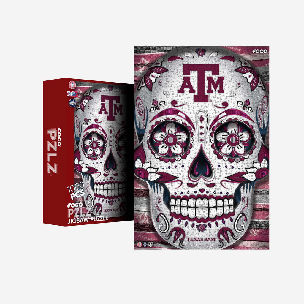 Texas A&M Aggies Sugar Skull 1000 Piece Jigsaw Puzzle PZLZ FOCO - FOCO.com