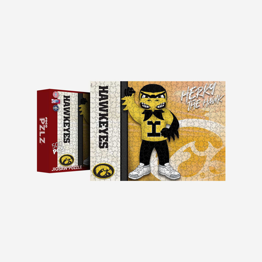 Herky the Hawk Iowa Hawkeyes Mascot 500 Piece Jigsaw Puzzle PZLZ FOCO - FOCO.com