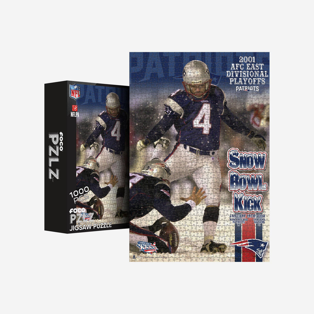 New England Patriots Snow Bowl Kick 1000 Piece Jigsaw Puzzle PZLZ FOCO - FOCO.com