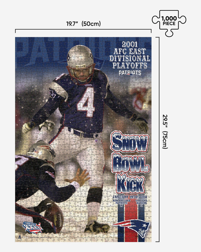 New England Patriots Snow Bowl Kick 1000 Piece Jigsaw Puzzle PZLZ FOCO - FOCO.com