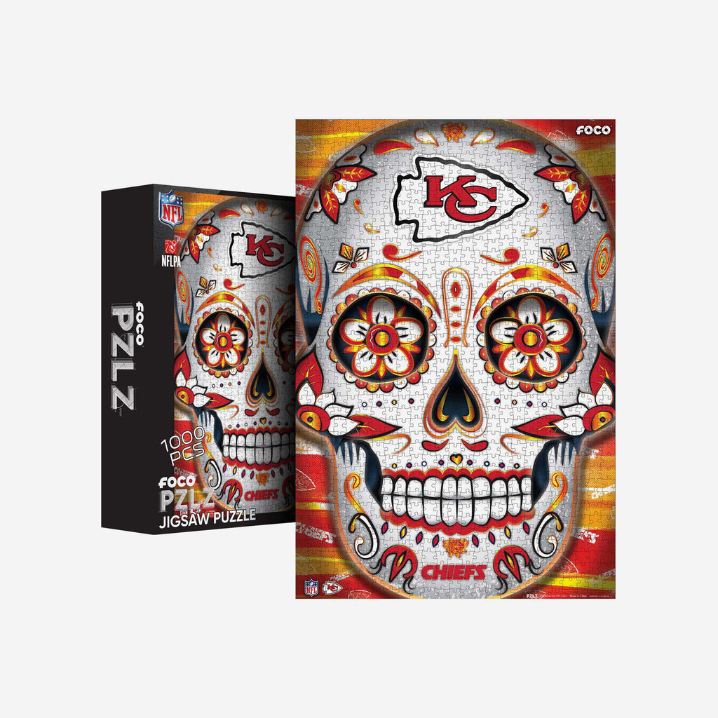 Kansas City Chiefs Sugar Skull 1000 Piece Jigsaw Puzzle PZLZ FOCO - FOCO.com