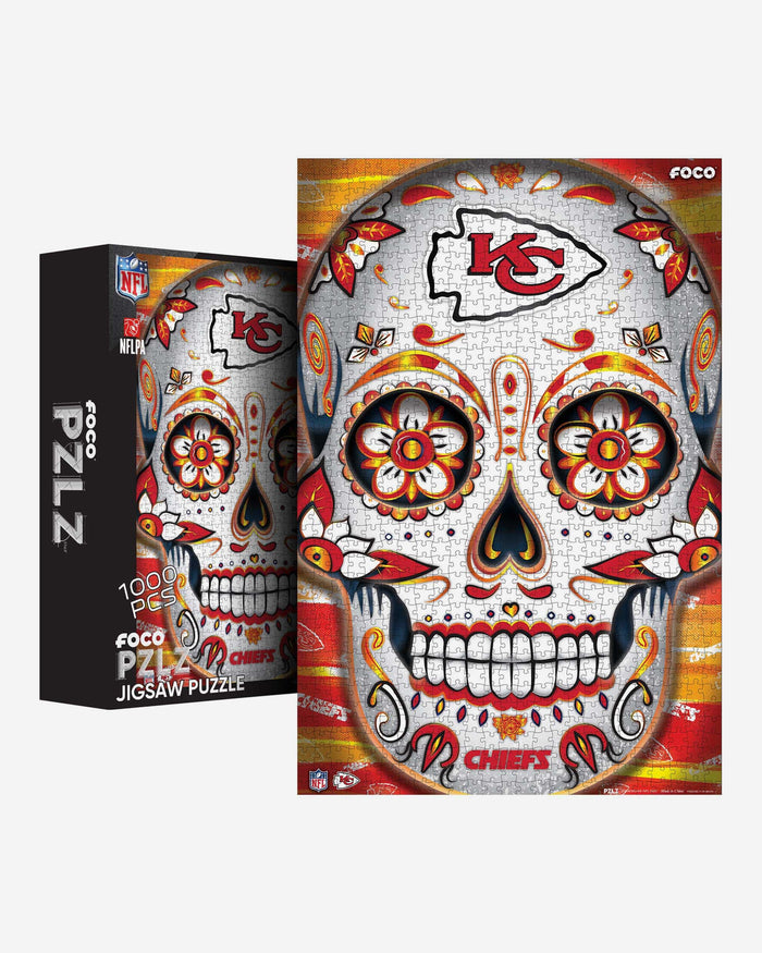 Kansas City Chiefs Sugar Skull 1000 Piece Jigsaw Puzzle PZLZ FOCO - FOCO.com