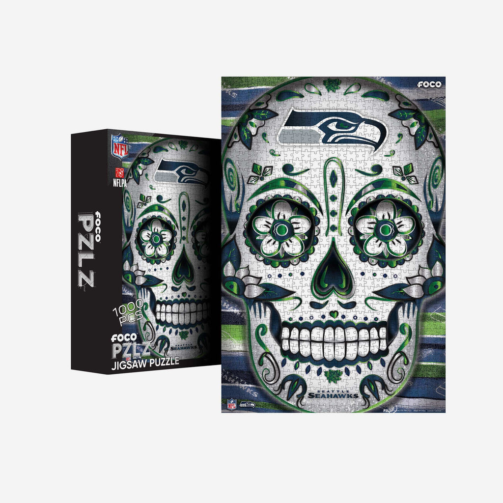 Seattle Seahawks Sugar Skull 1000 Piece Jigsaw Puzzle PZLZ FOCO - FOCO.com