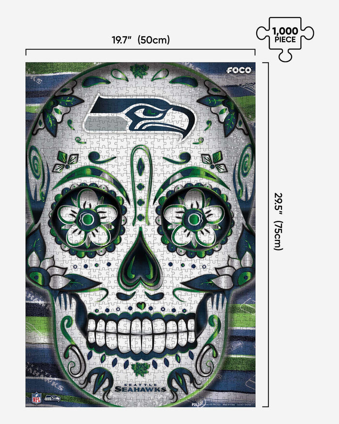 Seattle Seahawks Sugar Skull 1000 Piece Jigsaw Puzzle PZLZ FOCO - FOCO.com