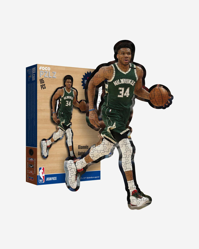 Giannis Antetokounmpo Milwaukee Bucks Wood Jigsaw Puzzle PZLZ FOCO - FOCO.com