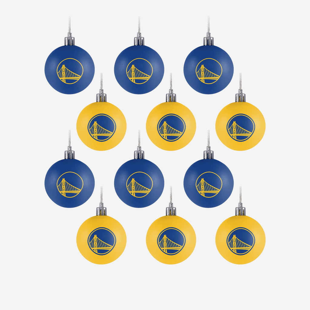 Golden State Warriors 12 Pack Ball Ornament Set FOCO - FOCO.com