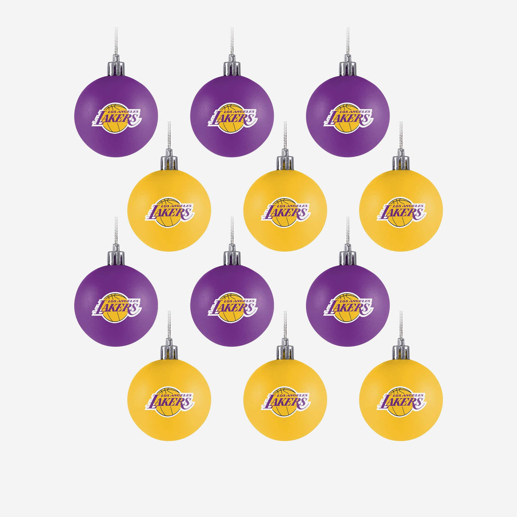 Los Angeles Lakers 12 Pack Ball Ornament Set FOCO - FOCO.com