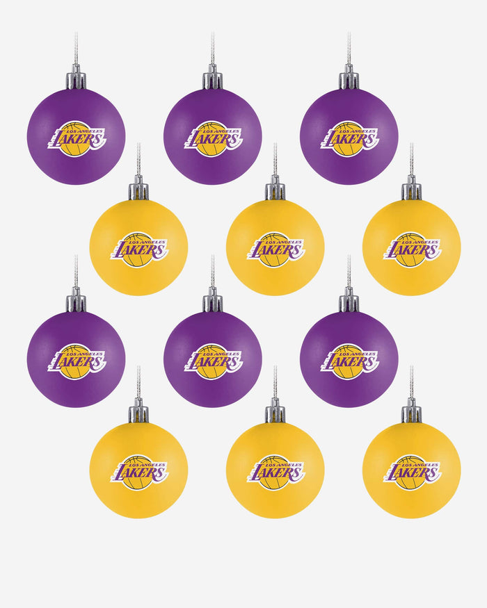 Los Angeles Lakers 12 Pack Ball Ornament Set FOCO - FOCO.com