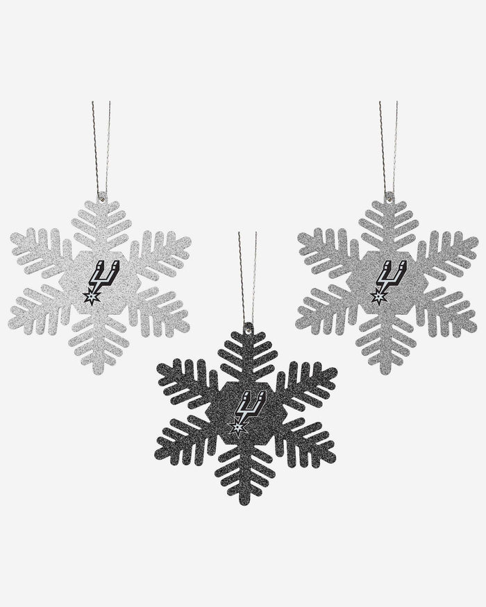 San Antonio Spurs 3 Pack Metal Glitter Snowflake Ornament FOCO - FOCO.com