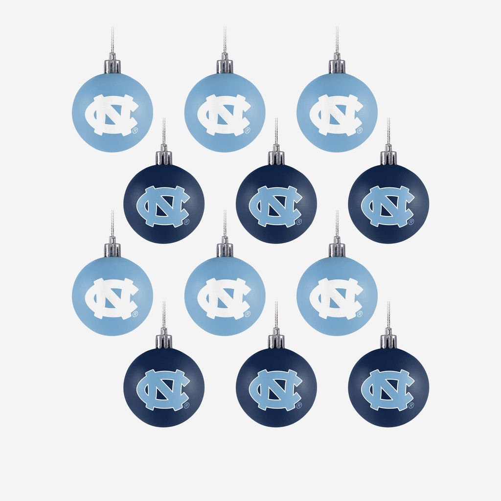 North Carolina Tar Heels 12 Pack Ball Ornament Set FOCO - FOCO.com