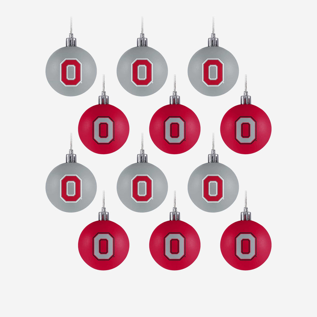 Ohio State Buckeyes 12 Pack Ball Ornament Set Foco - FOCO.com