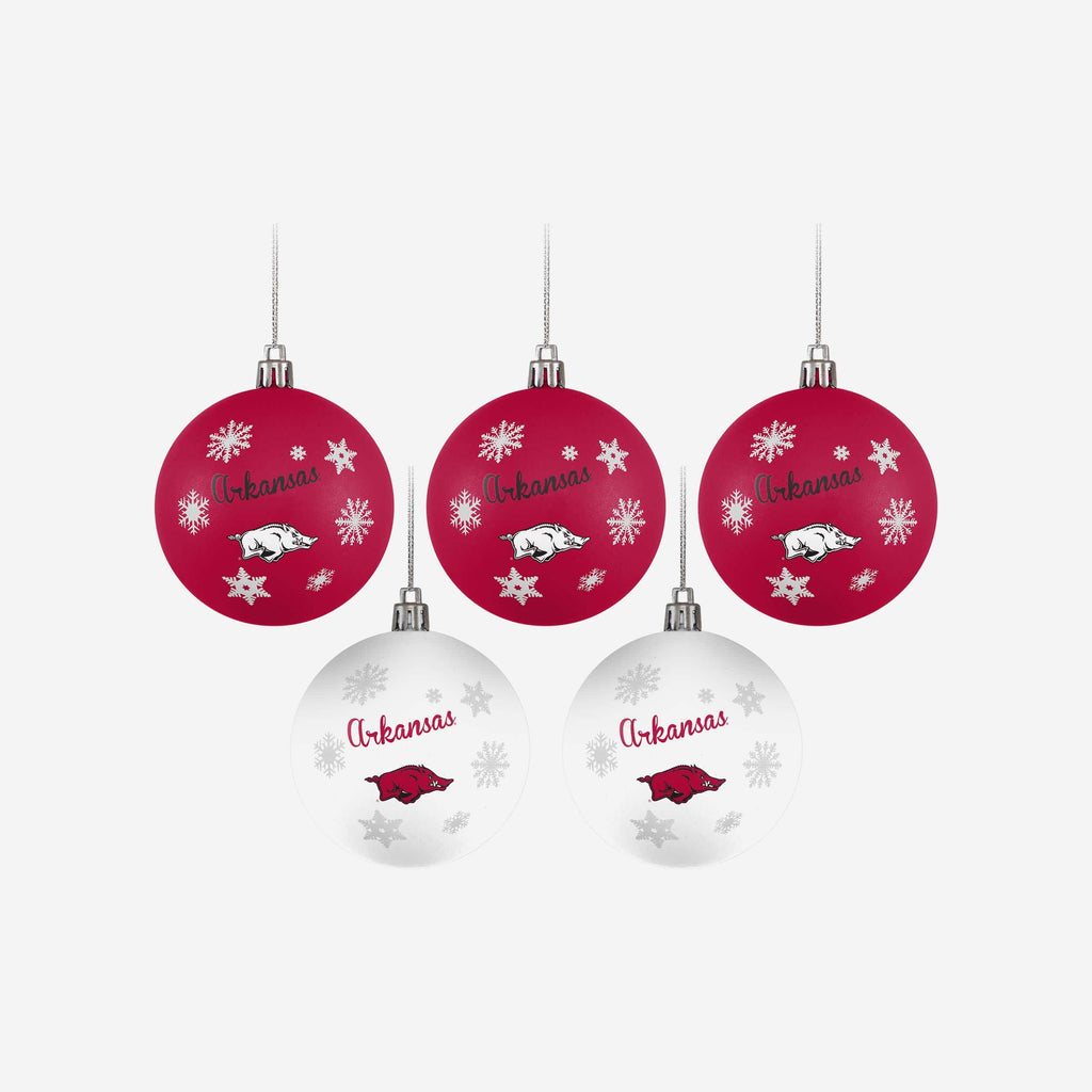 Arkansas Razorbacks 5 Pack Shatterproof Ball Ornament Set FOCO - FOCO.com