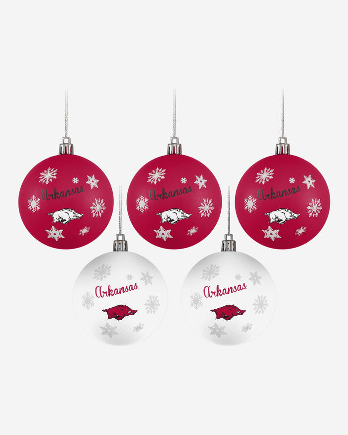 Arkansas Razorbacks 5 Pack Shatterproof Ball Ornament Set FOCO - FOCO.com