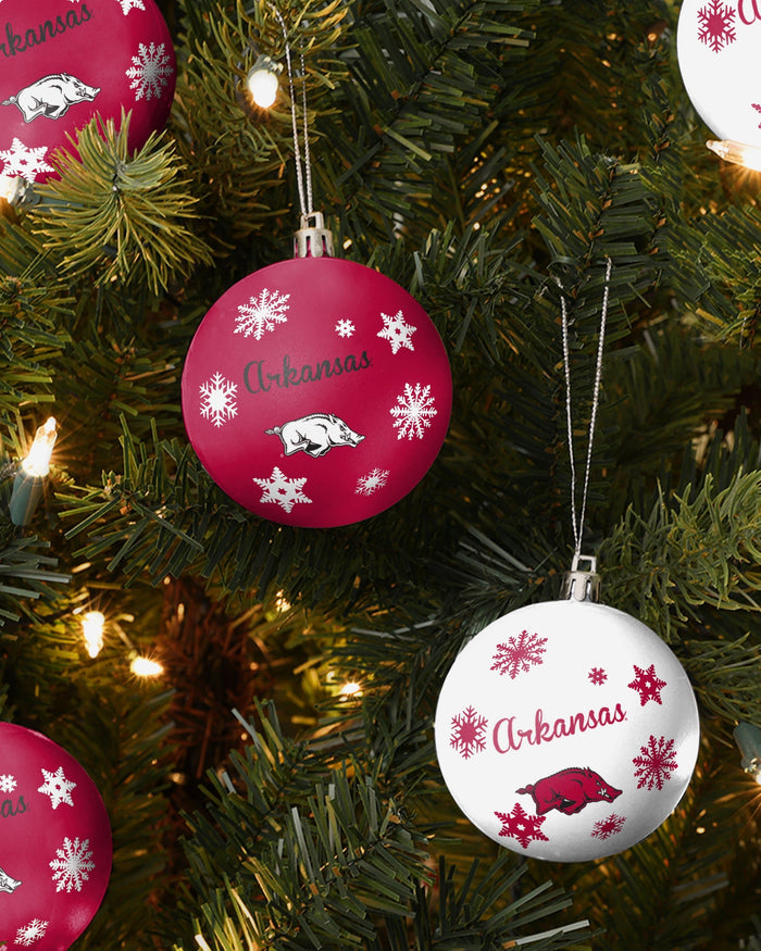 Arkansas Razorbacks 5 Pack Shatterproof Ball Ornament Set FOCO - FOCO.com