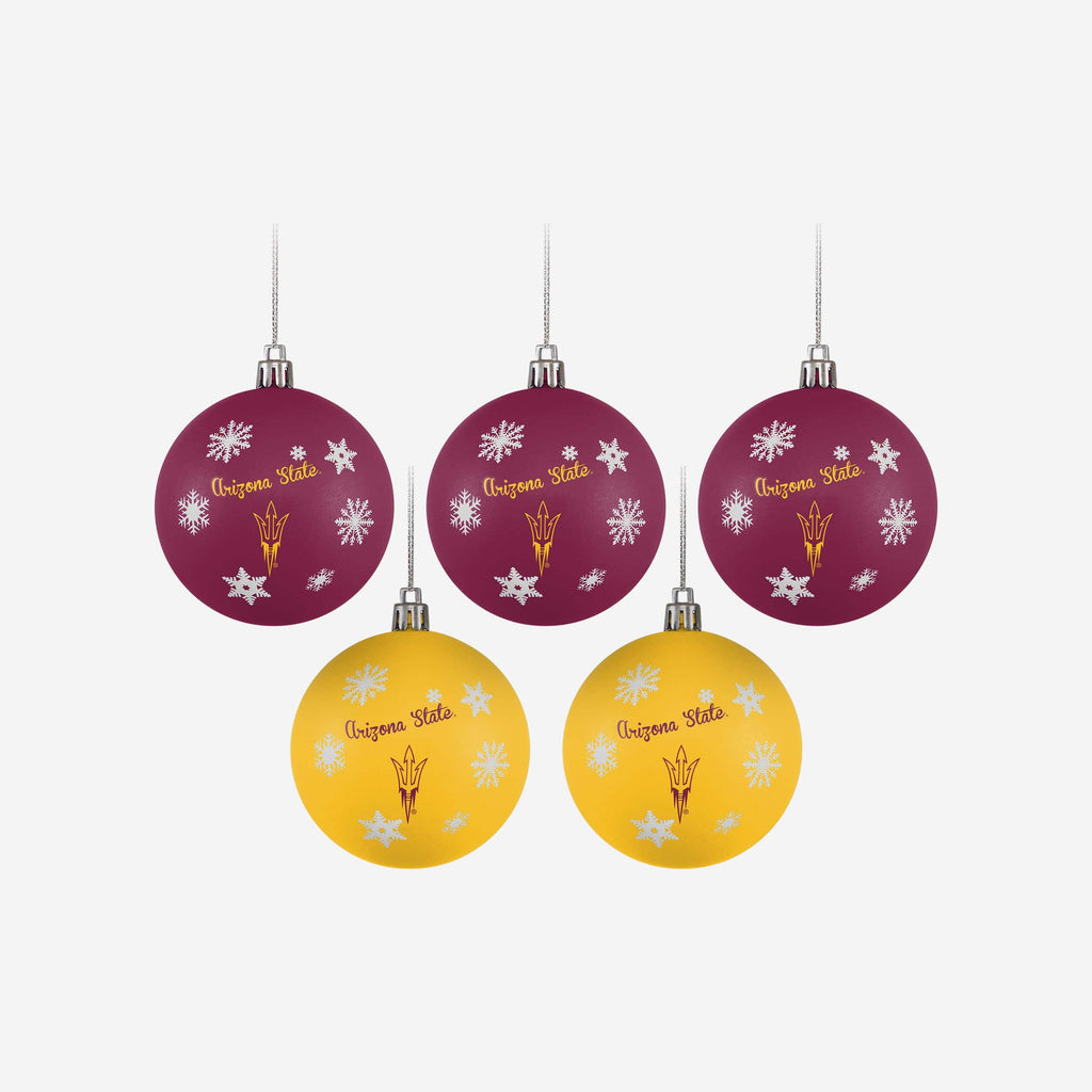 Arizona State Sun Devils 5 Pack Shatterproof Ball Ornament Set FOCO - FOCO.com