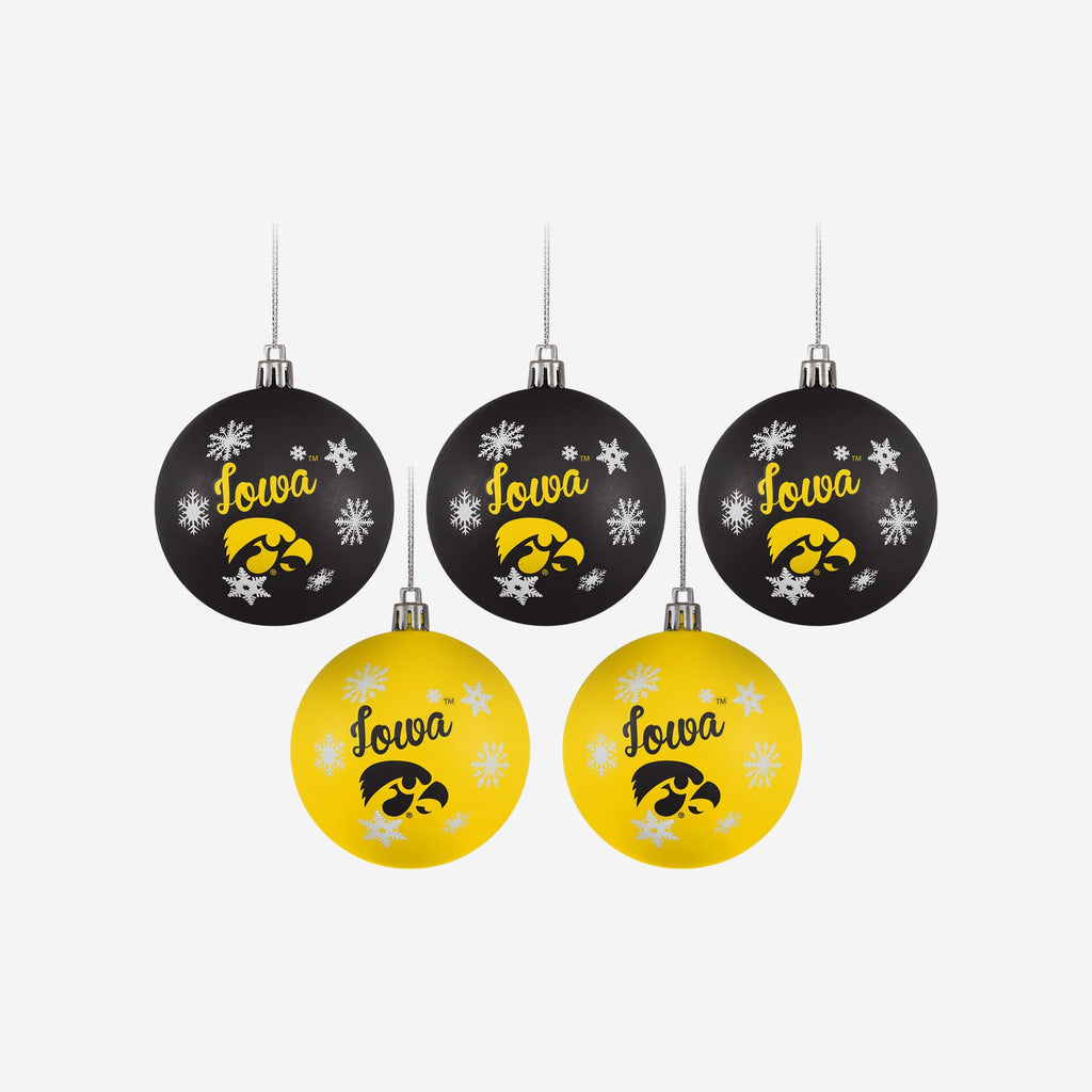 Iowa Hawkeyes 5 Pack Shatterproof Ball Ornament Set FOCO - FOCO.com