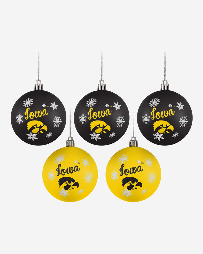 Iowa Hawkeyes 5 Pack Shatterproof Ball Ornament Set FOCO - FOCO.com