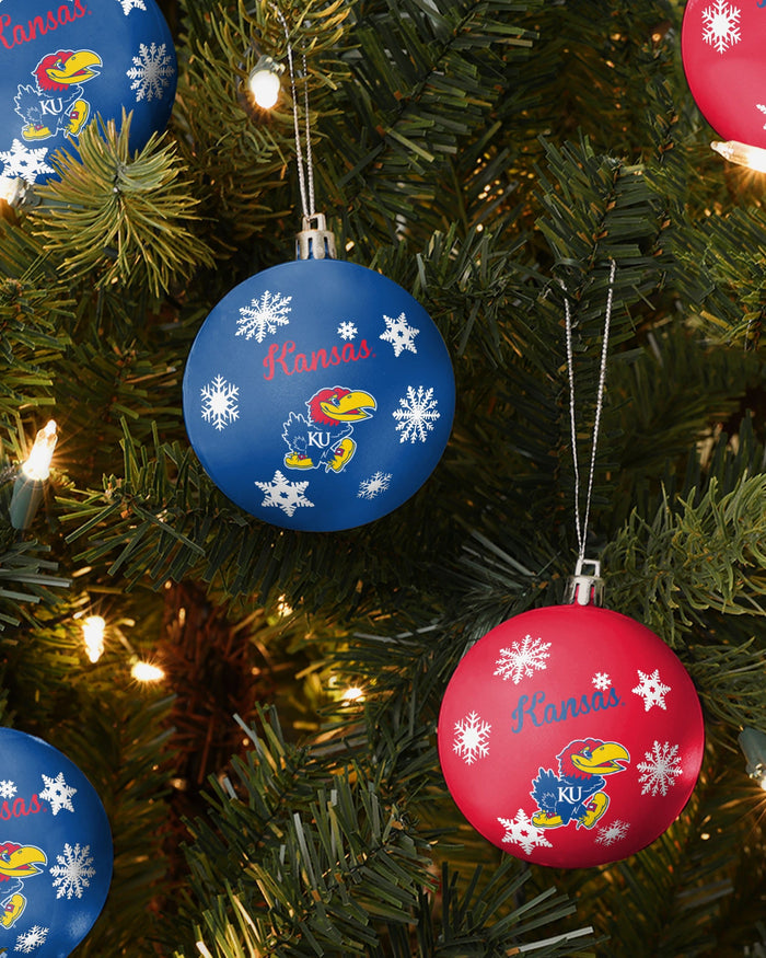 Kansas Jayhawks 5 Pack Shatterproof Ball Ornament Set FOCO - FOCO.com