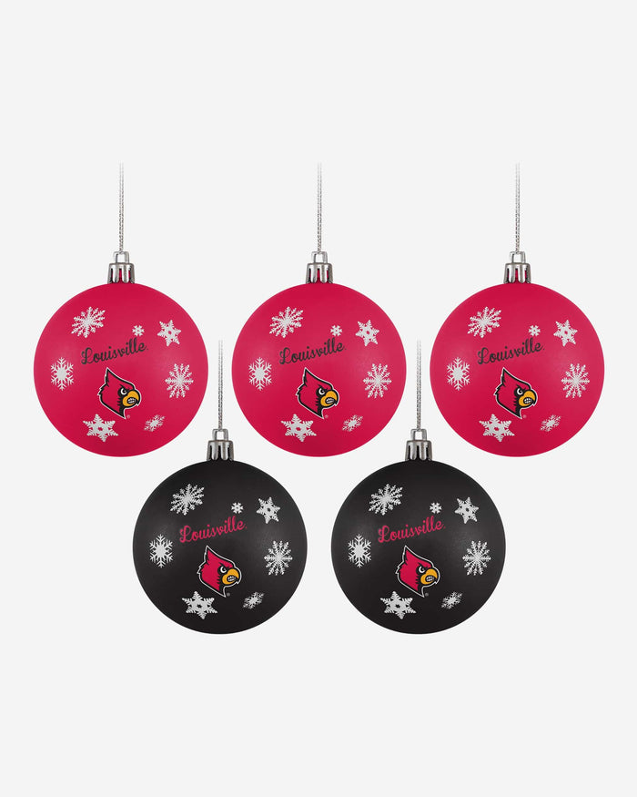 Louisville Cardinals 5 Pack Shatterproof Ball Ornament Set FOCO - FOCO.com