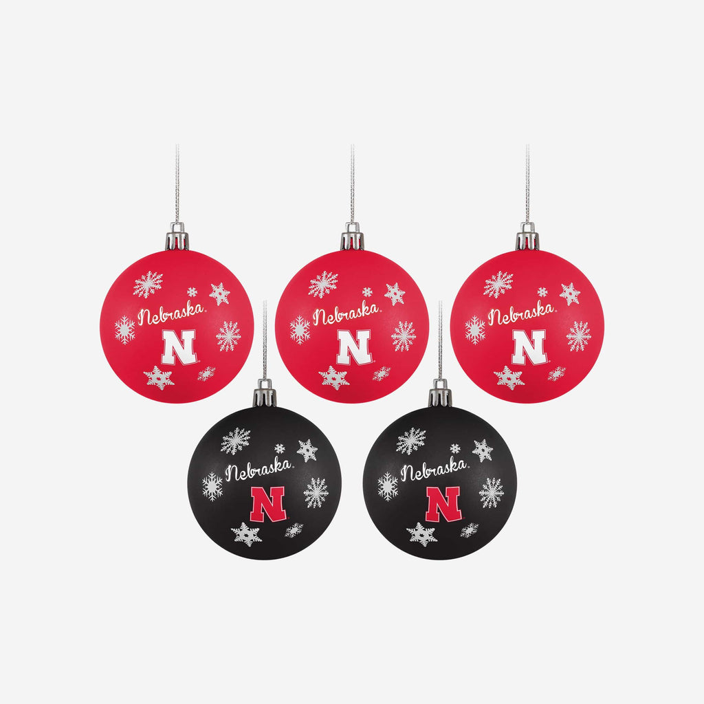 Nebraska Cornhuskers 5 Pack Shatterproof Ball Ornament Set FOCO - FOCO.com