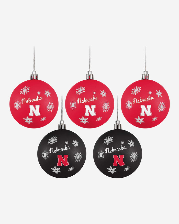 Nebraska Cornhuskers 5 Pack Shatterproof Ball Ornament Set FOCO - FOCO.com