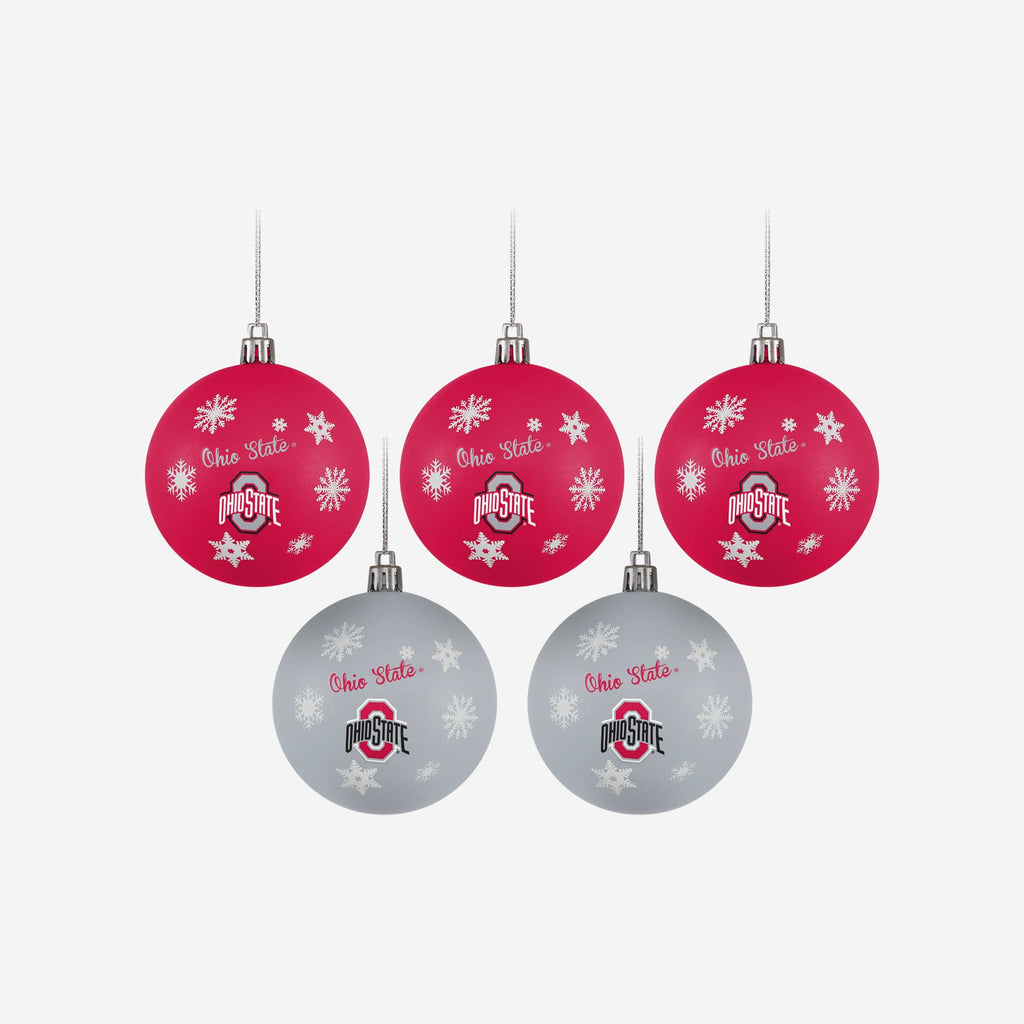 Ohio State Buckeyes 5 Pack Shatterproof Ball Ornament Set FOCO - FOCO.com