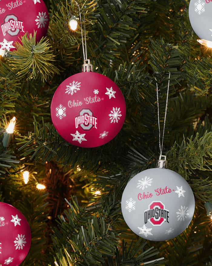 Ohio State Buckeyes 5 Pack Shatterproof Ball Ornament Set FOCO - FOCO.com