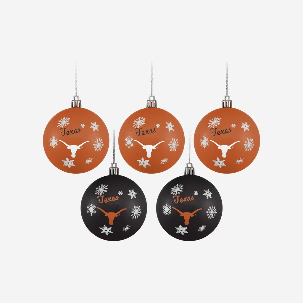 Texas Longhorns 5 Pack Shatterproof Ball Ornament Set FOCO - FOCO.com