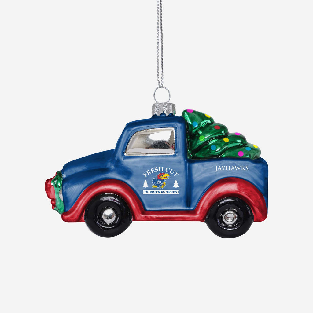 Kansas Jayhawks Blown Glass Truck Ornament FOCO - FOCO.com