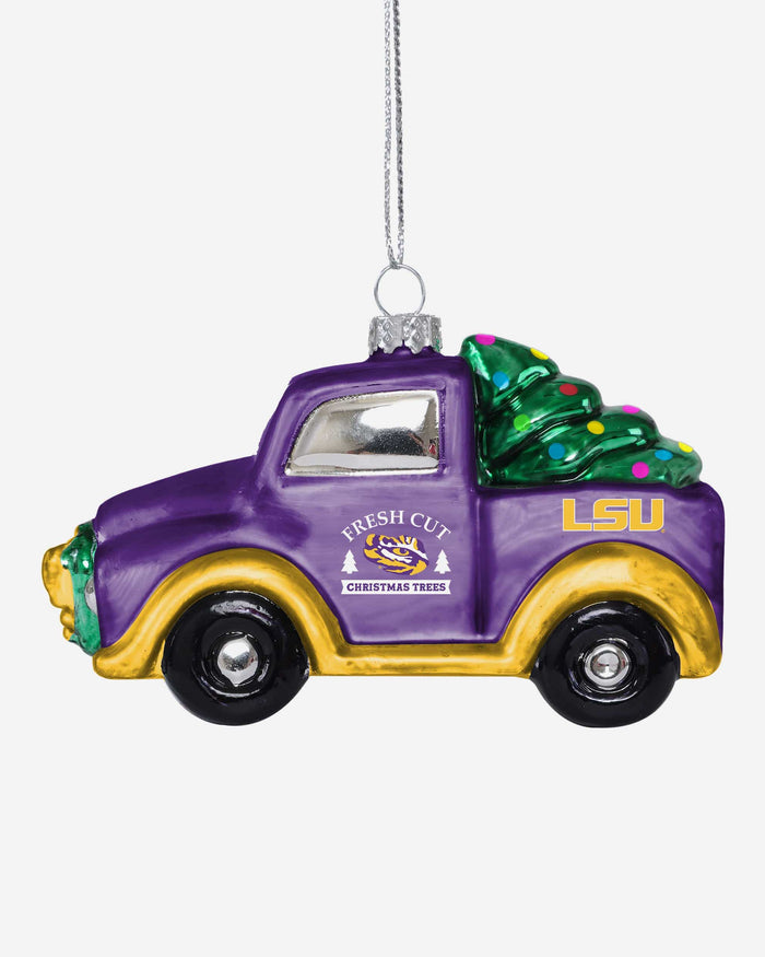 LSU Tigers Blown Glass Truck Ornament FOCO - FOCO.com