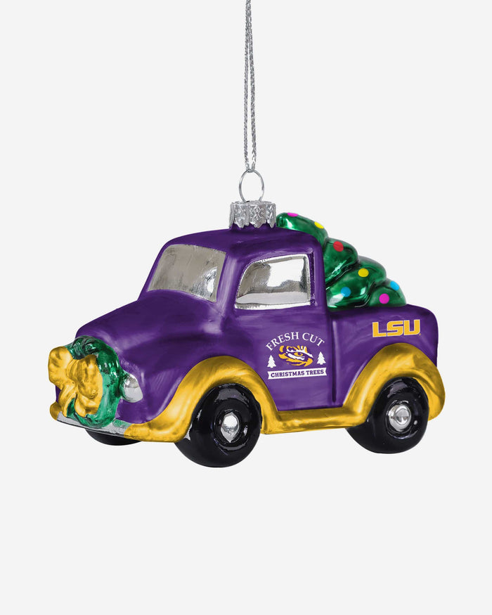 LSU Tigers Blown Glass Truck Ornament FOCO - FOCO.com