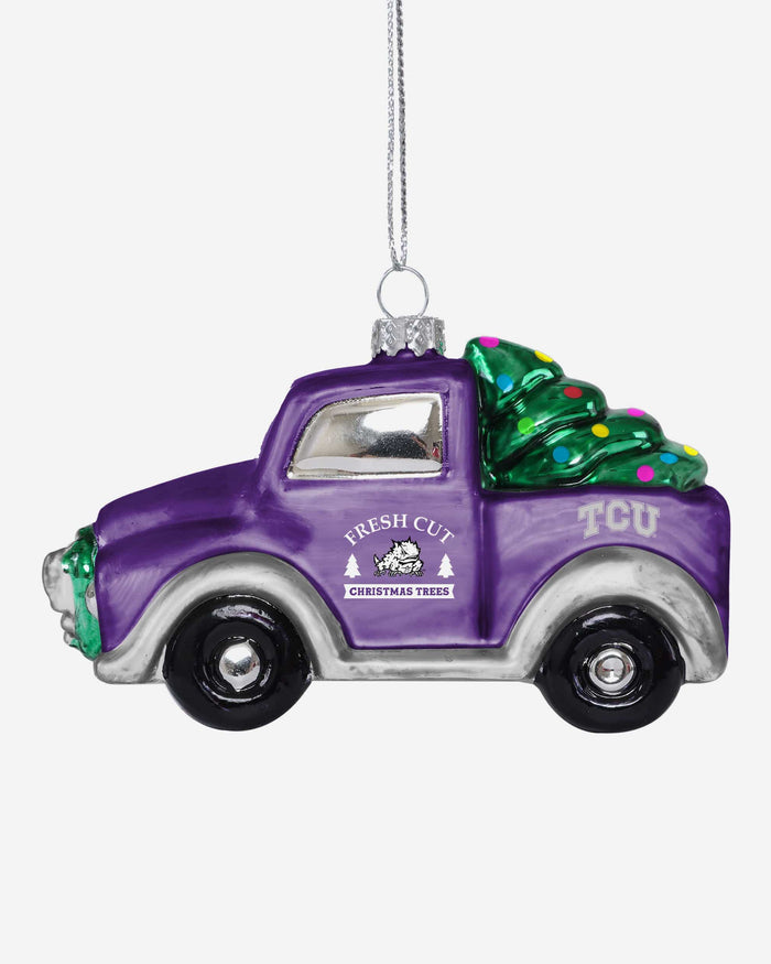 TCU Horned Frogs Blown Glass Truck Ornament FOCO - FOCO.com