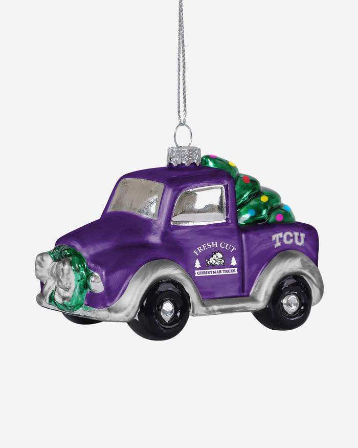 TCU Horned Frogs Blown Glass Truck Ornament FOCO - FOCO.com